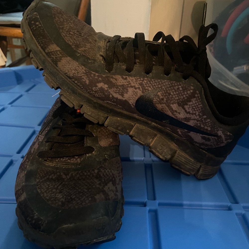 Black and grey snake skin print Nike sneakers